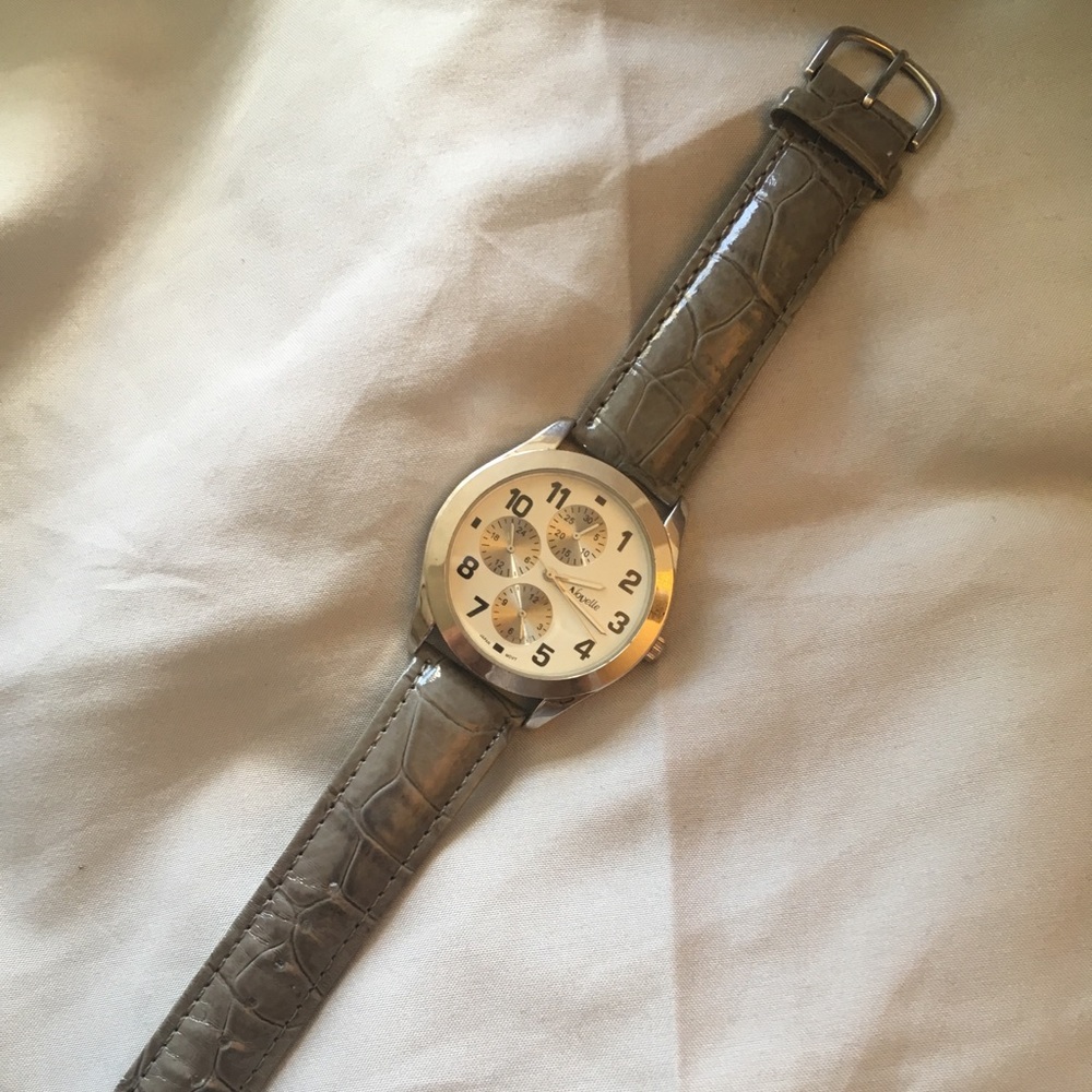 Grey Faux Leather Watch